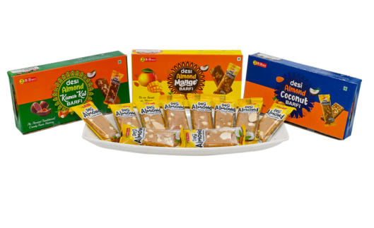 Desi Almond Coconut Burfi | Desi Almond Kamarkat Burfi | Desi Almond Mango Burfi